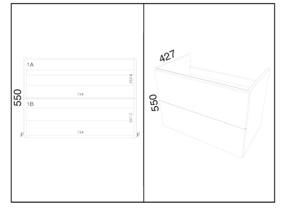 Kartell K-VIT Arc 800mm Wall Mounted 2 Drawer Unit & Ceramic Basin- Cashmere (ARC800WM FUR150ME)