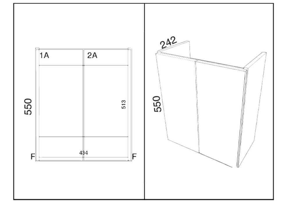 Kartell K-VIT Arc 500mm Wall Mounted 2 Door Cloakroom Unit & Ceramic Basin- Matt Cashmere (ARCLOAKWM-C FUR455CA)