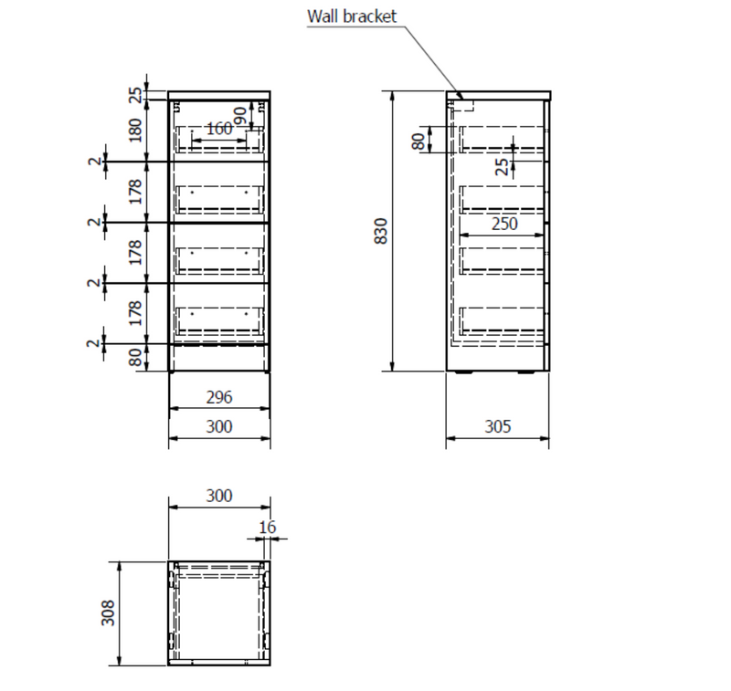 Kartell K-VIT Impakt Door and Drawer Unit 300mm (300mm deep) White Gloss (IMP300DDU)