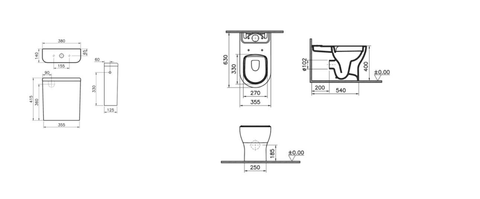 Kartell K-VIT Eklipse Round Closed Back Rimless Close Coupled Pan (EK013RO)