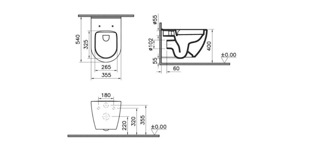 Kartell K-VIT Eklipse Round Wall Hung Rimless WC-White Gloss (EK014RO)