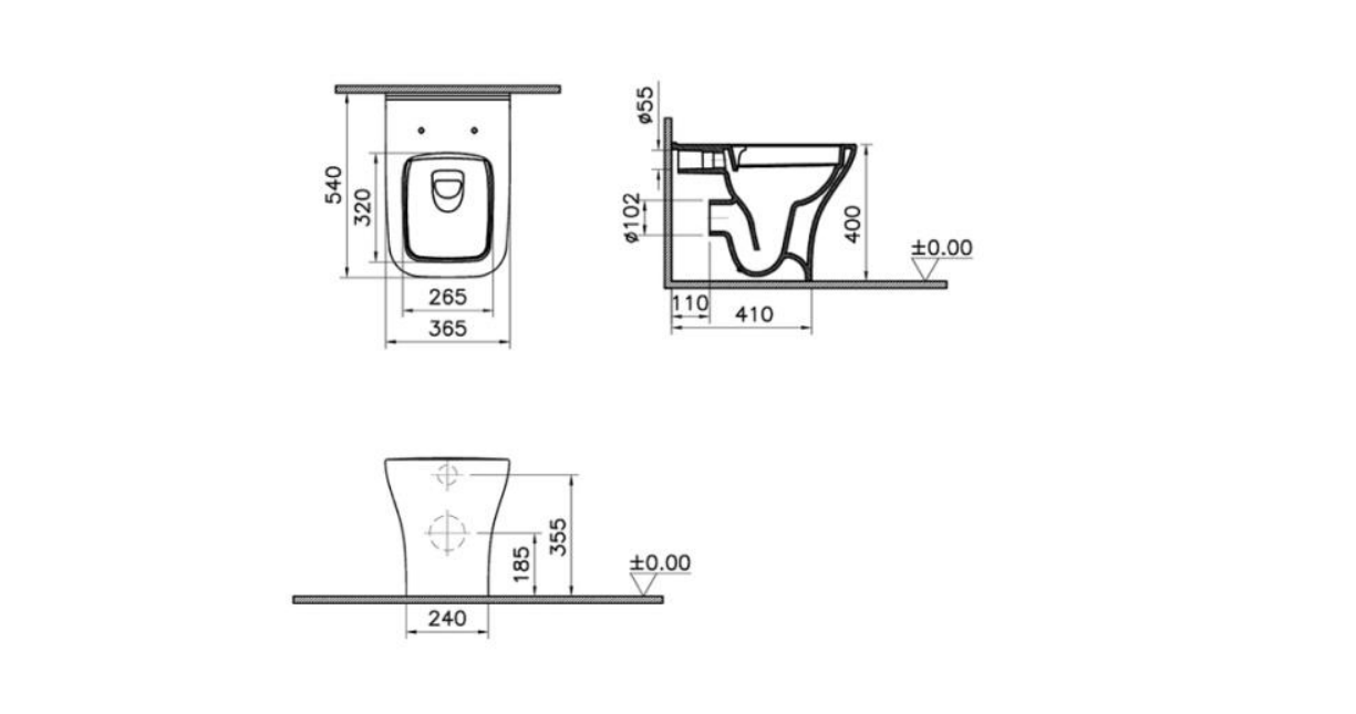 Kartell K-VIT Eklipse Square Back to Wall Rimless WC Pan-White Gloss (EK025SQ)