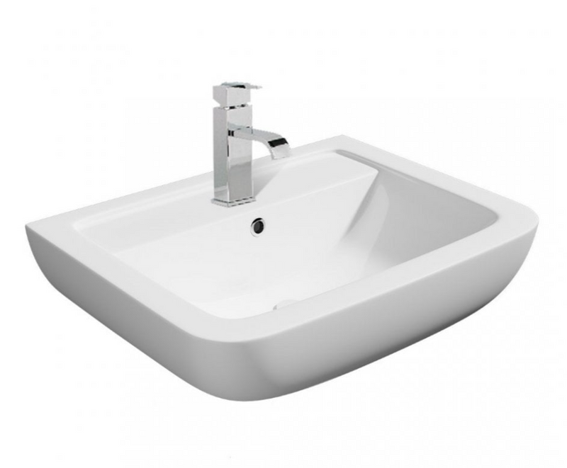 Kartell K-VIT Options 600 550mm 1 Tap Hole Basin with Pedestal Options-White Gloss (POT085OP)