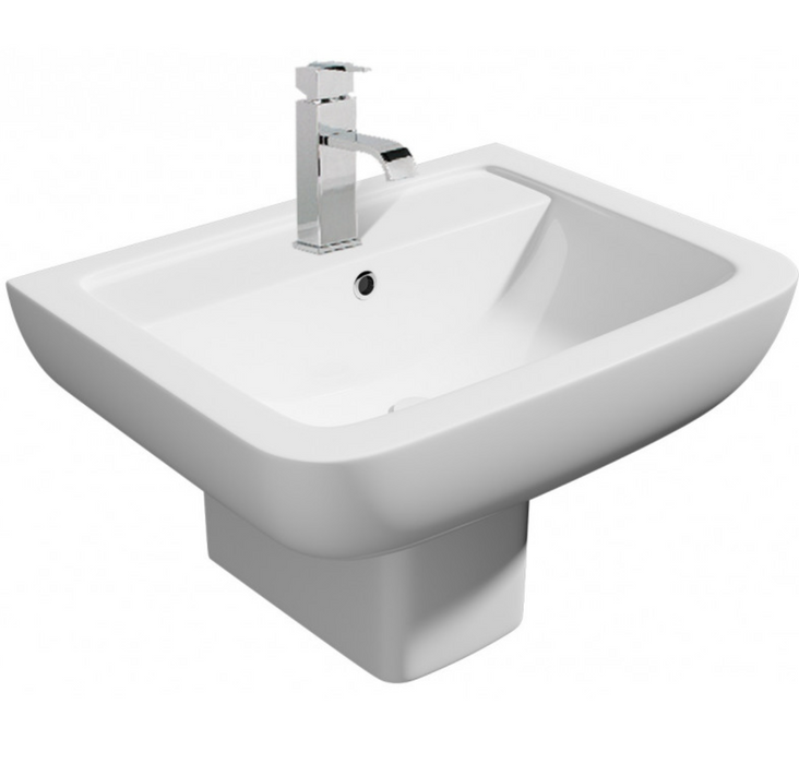 Kartell K-VIT Pure 550mm 1 Tap Hole Basin with Pedestal Options-White Gloss (POT260PU)