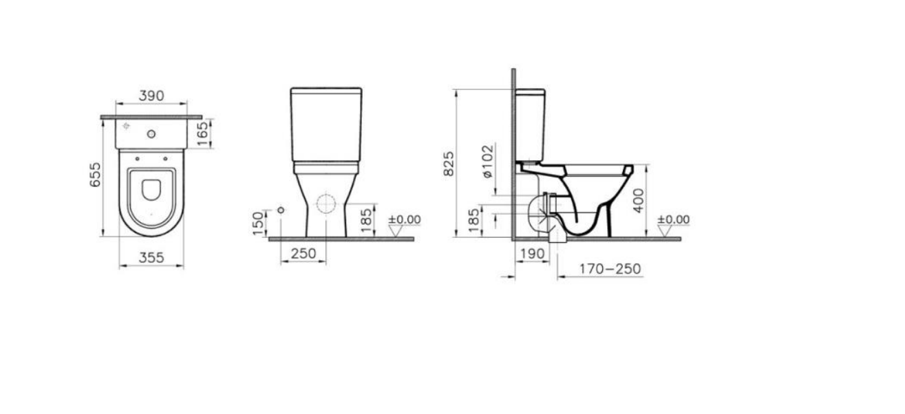 Kartell K-VIT Style Close Coupled Open Back WC Pan-White Gloss (POT981ST)