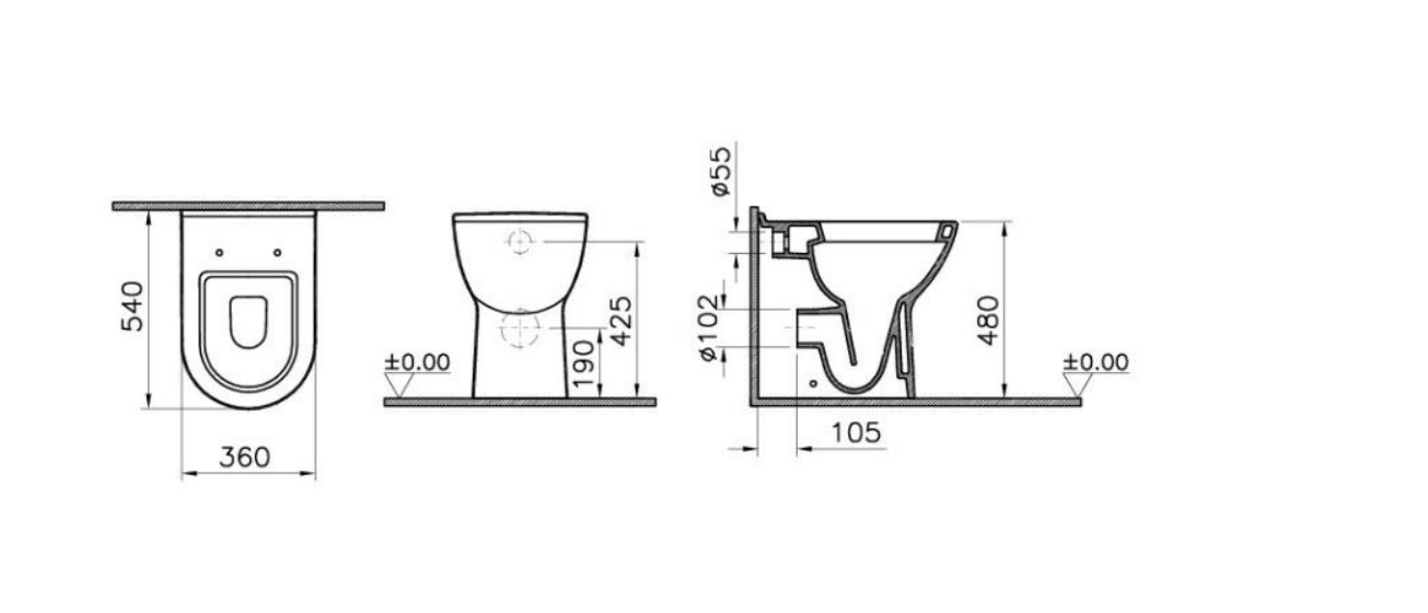 Kartell K-VIT Style Comfort Height Back To Wall WC Pan-White Gloss (POT993ST)