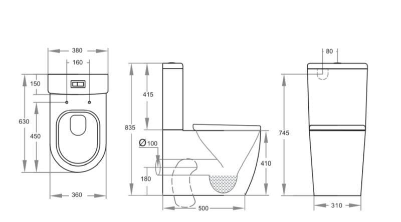 Kartell K-VIT Genoa Round Close Coupled Cistern - White (GEN024RO)