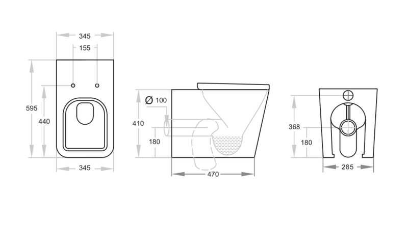 Kartell K-VIT Genoa Square Back To Wall WC Pan - White (GEN006SQ)