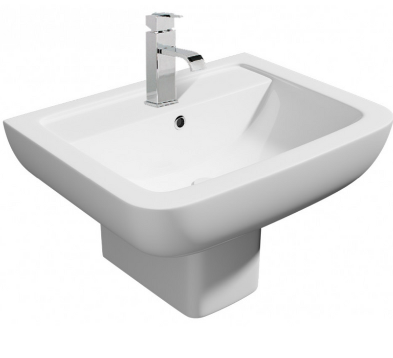 Kartell K-VIT Project Round 530mm 1 Tap Hole Basin with Full or Semi Pedestal (POT867PR-POT453SE)(POT867PR-POT454SE)