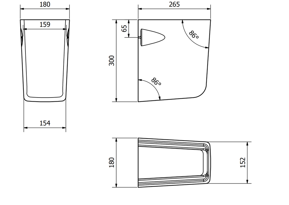 Kartell K-VIT Project Round 530mm 1 Tap Hole Basin with Full or Semi Pedestal (POT867PR-POT453SE)(POT867PR-POT454SE)
