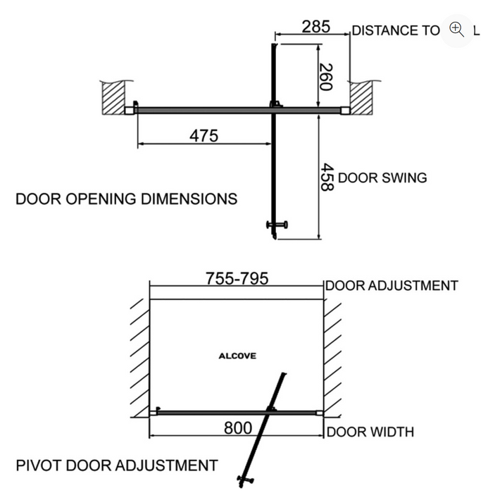Impey Coram Optima 6 Pivot Shower Door 800mm Wide White Clear Glass (O6PI80CUW)