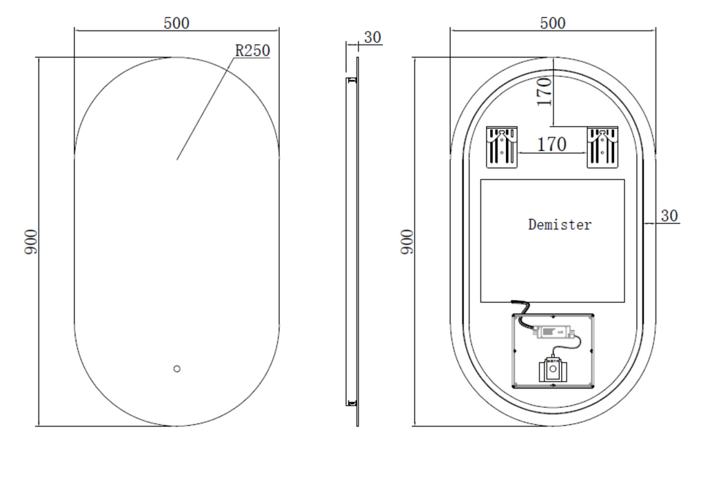 Kartell K-VIT Lola 500x900mm LED Mirror-Chrome (LO5090)