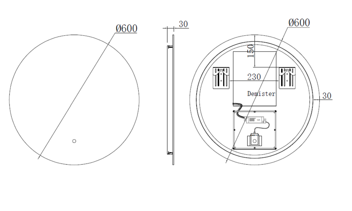 Kartell K-VIT Tucson 600mm Circular LED Mirror-Chrome (TU60)