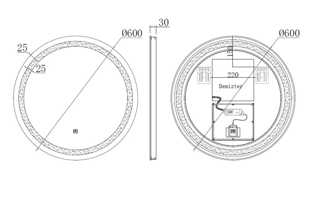 Kartell K-VIT Vista 600mm Circular LED Mirror-Chrome (V160)
