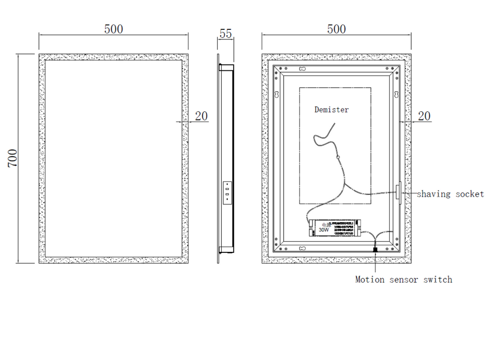 Kartell K-VIT Manton 500x700mm LED Mirror-Chrome (MA5070)