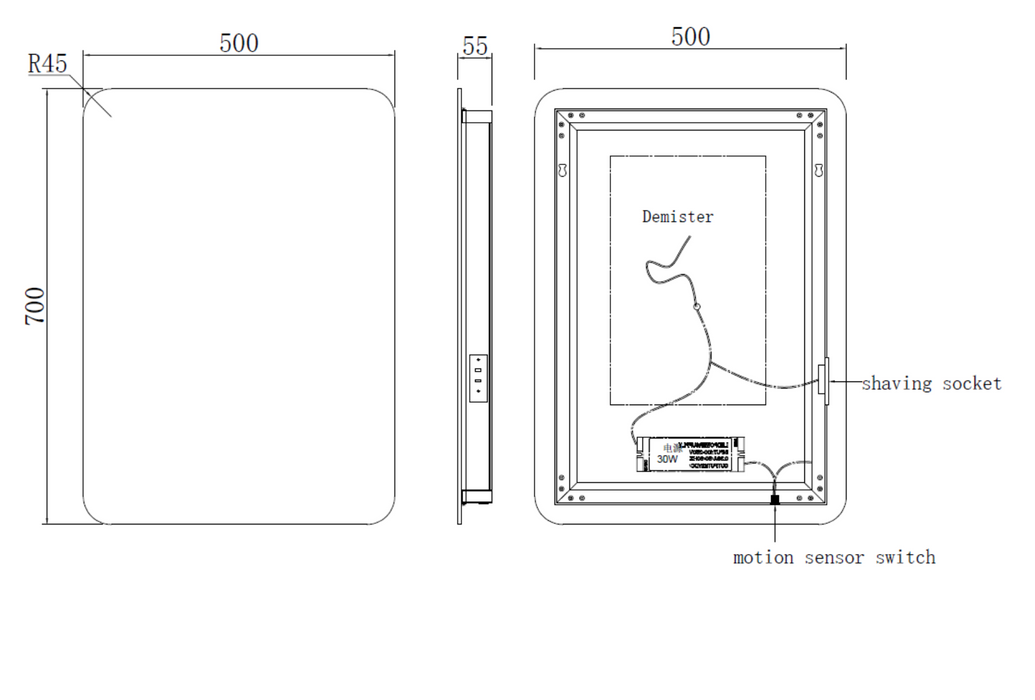 Kartell K-VIT Como 500x700mm LED Mirror-Chrome (CO5070)