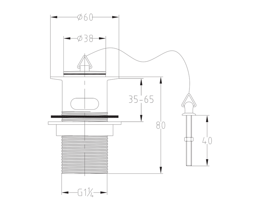 Kartell K-VIT Basin Waste CP With Metal Plug & Plastic Backnut-Slotted Chrome (WAS001)