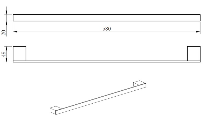 Kartell K-VIT Premium Towel Bar Matt Black (ACC311)