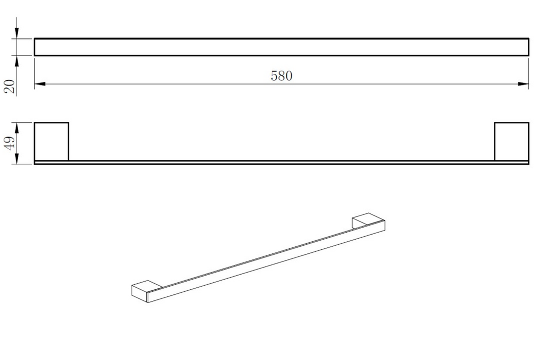 Kartell K-VIT Premium Towel Bar Matt Black (ACC311)