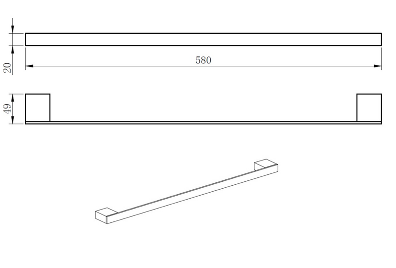 Kartell K-VIT Premium Towel Bar Brushed Brass (ACC331)