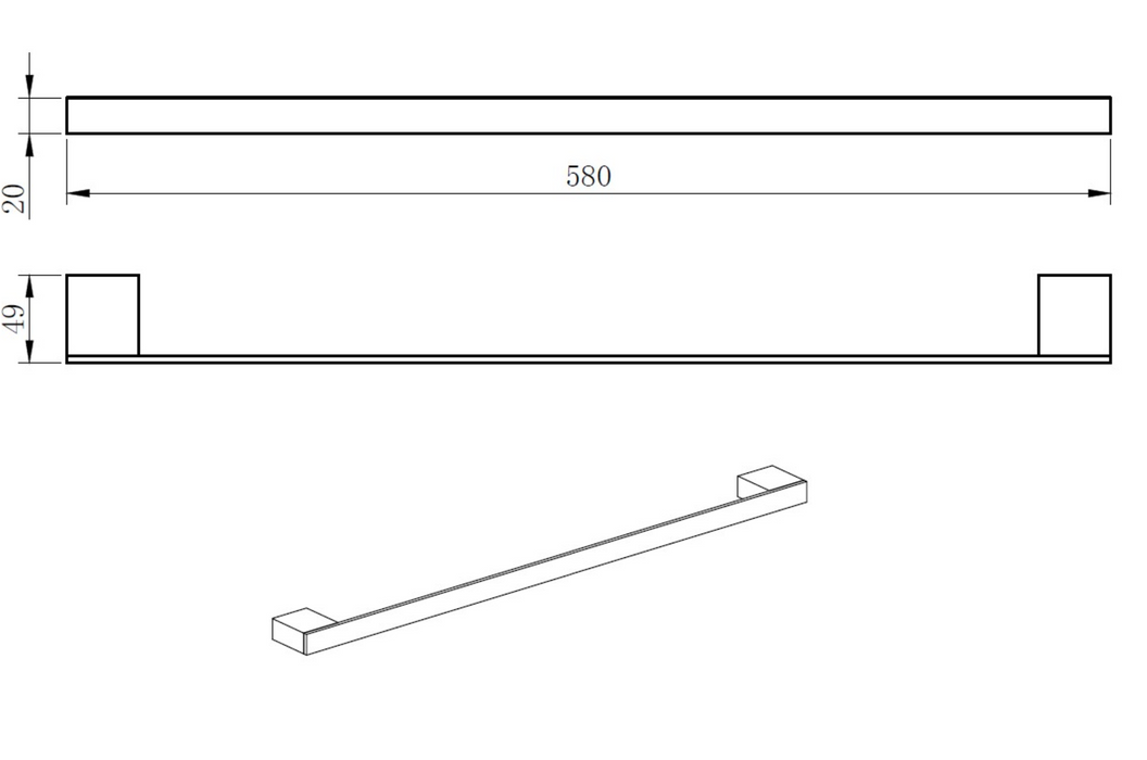 Kartell K-VIT Premium Towel Bar Brushed Nickel (ACC321)