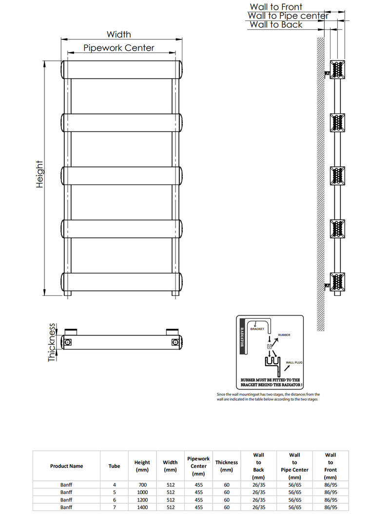 Kartell K-VIT Banff 700x500mm Aluminium Radiator Black (ALTWL-3-507-BK)
