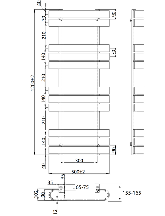 Kartell K-VIT Tampa Towel Rail Anthracite (TAM850-500A)(TAM1200-500A)