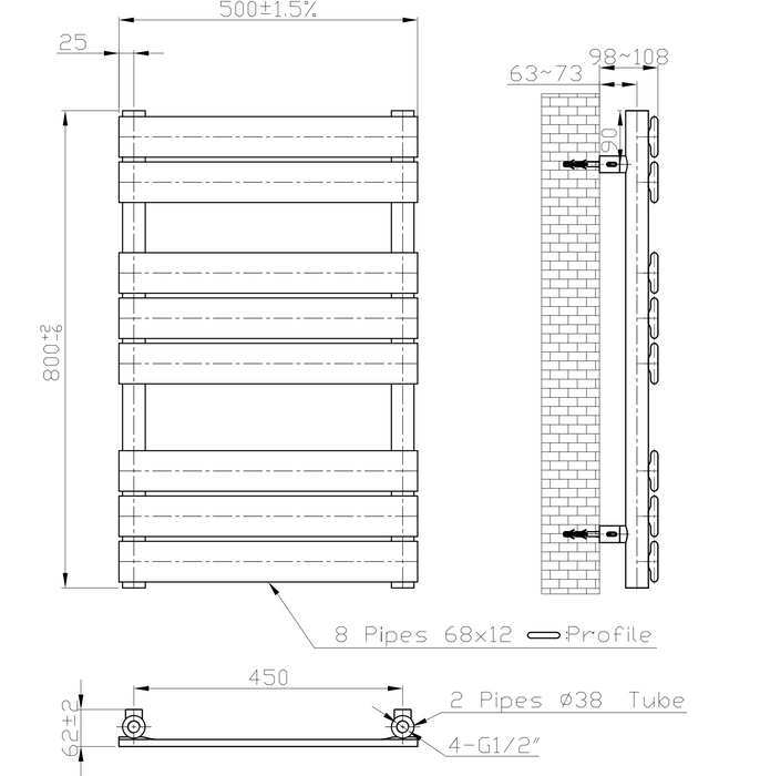 Kartell K-VIT Memphis Designer Towel Rail Matt Black (MEM500-800B)(MEM500-1200B)(MEM600-1200B)