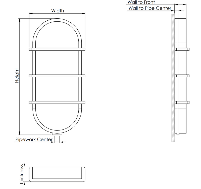 Kartell K-VIT Vaughan Towel Rail 1175x500mm Matt White and Matt Black (ALTWL-11-512-WT)(ALTWL-11-512-BK)