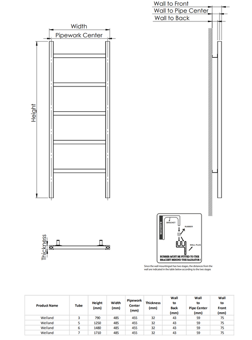Kartell K-VIT Welland Aluminium Vertical Towel Radiator Matt Black