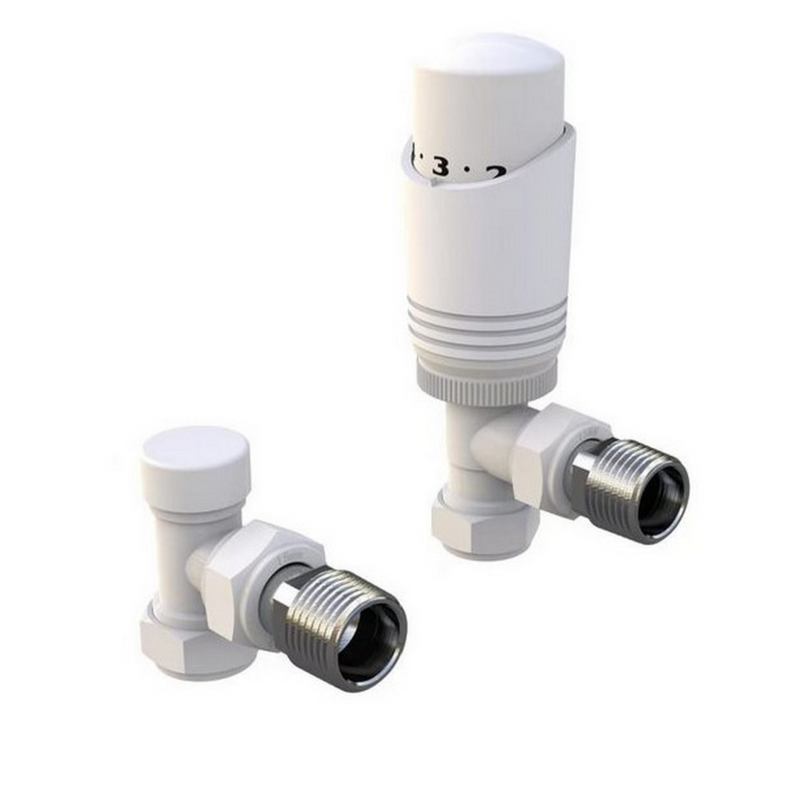 Kartell K-VIT K-Design Angled Twin Thermostatic Radiator Valve Pack Chrome (CR-TRV301A)