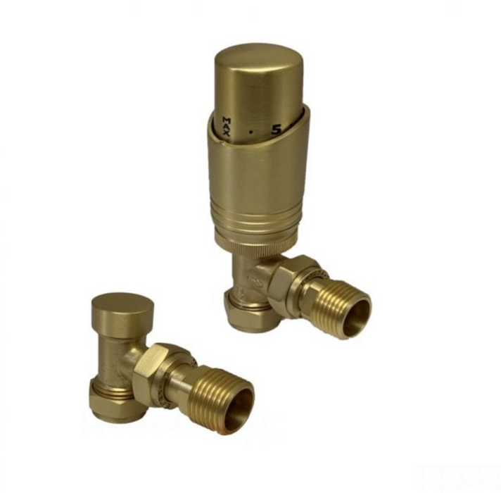 Kartell K-Design Angled Twin Thermostatic Radiator Valve Pack - Chrome (CR-TRV301A)