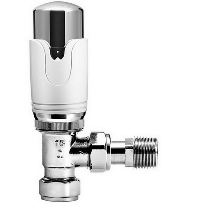 Kartell  K-Therm Refined Thermostatic Valve Straight and Angled White and Chrome (TRVRS)(TRVRA)