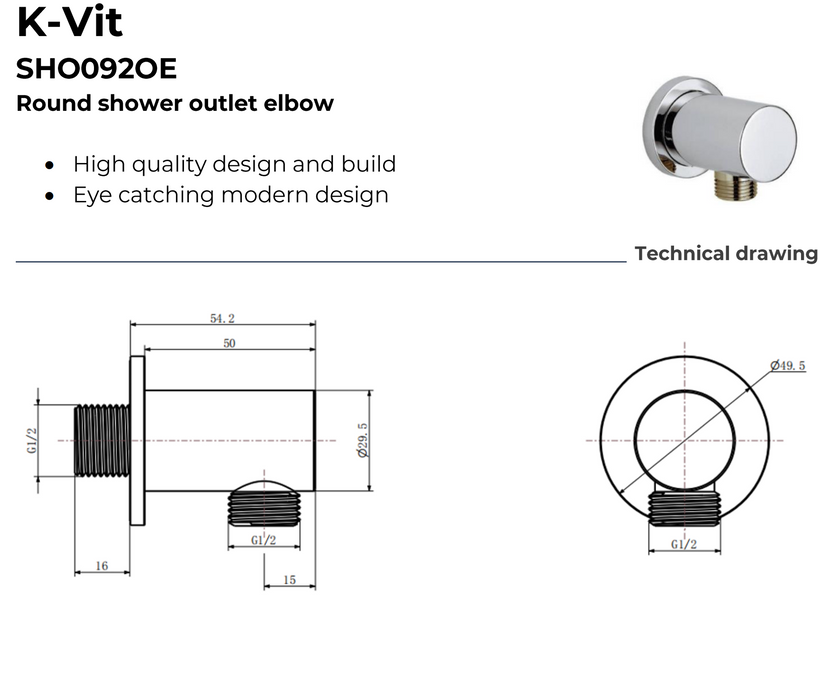 Kartell K-VIT Viktory Option 1 Thermostatic Concealed Shower with Adjustable Slide Rail Kit (SHO032VI)(SHO100SR)(SHO092OE)