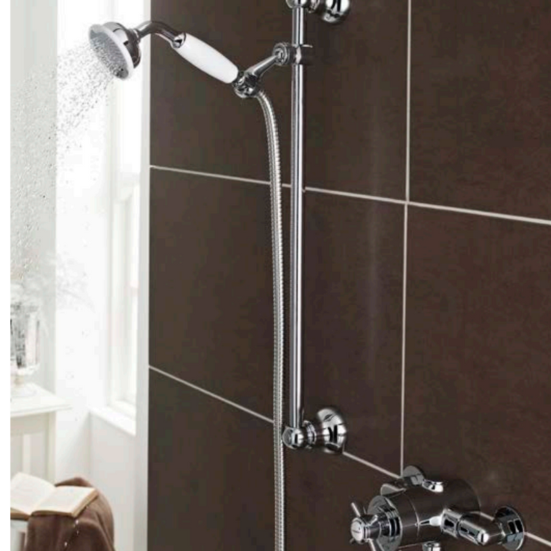 Kartell K-VIT Klassique Option 4 Exposed Thermostatic Shower with Adjustable Slide Rail Kit – Chrome (SHO044KL)(SHO100SR)