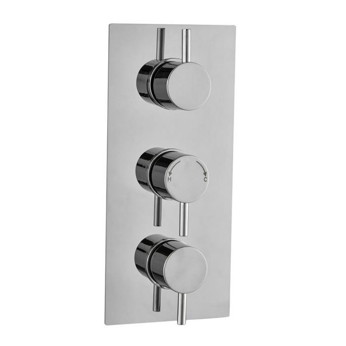 Kartell K-VIT Plan Concealed Triple Thermostatic Shower Valve Round Handle-2 Way and 3 Way Chrome (SHO000PL)(SHO012PL)