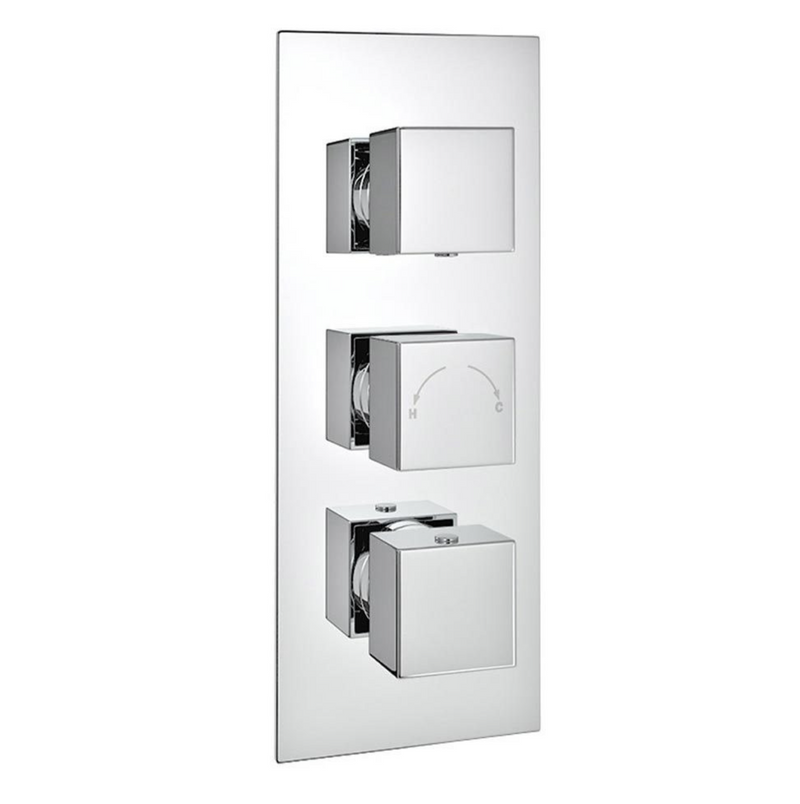 Kartell K-VIT Pure Triple Concealed Thermostatic Shower Valve Square Handle – 2 Way & 3 Way Chrome (SHO025PU)(SHO024PR)