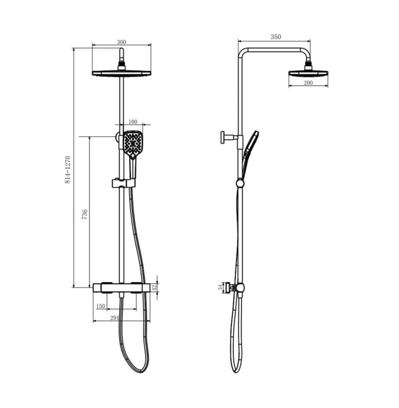 Kartell K-VIT Kolt Option 1 Thermostatic Bar Shower with Overhead Drencher and Sliding Handset – Brushed Nickel (SHO330KBN)