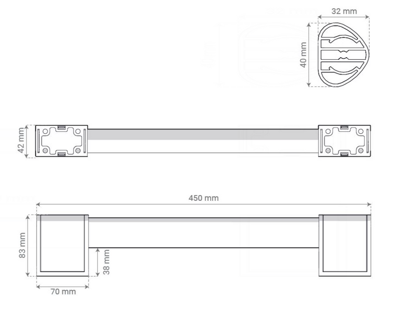 AKW Onyx 2 – 450mm Straight Grab Rail – Chrome & White (12802-LS)