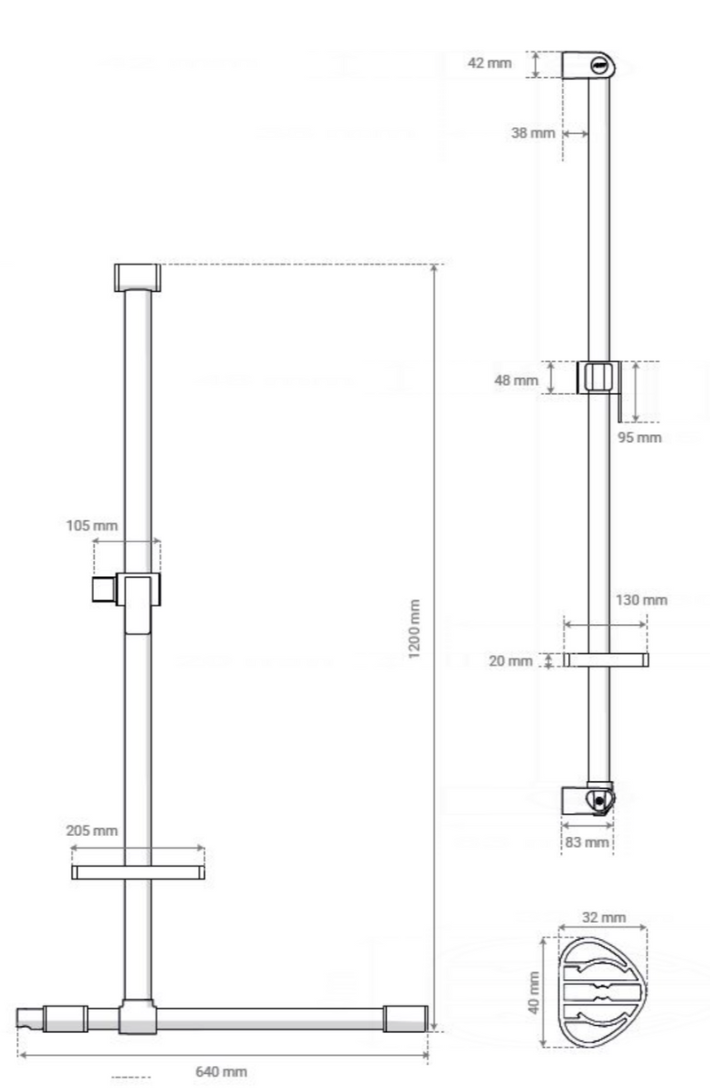AKW Onyx 2 – T & L Shaped Grab Rail – Chrome & White (12805-LS)