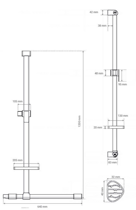 AKW Onyx 2 – T & L Shaped Grab Rail – Chrome & White (12805-LS)