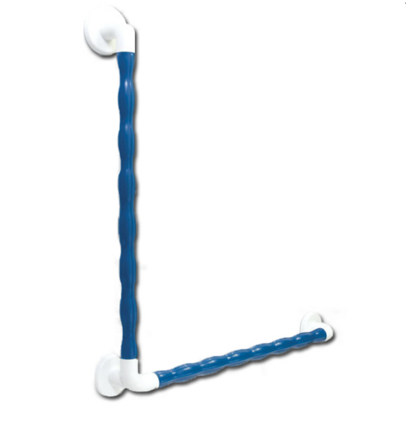 AKW 1600 Series 600x600mm 90° Angled Natural Grip Plastic Grab Rail White/Blue (01630WH/BU)