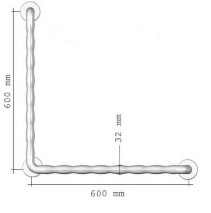 AKW 1600 Series 600x600mm 90° Angled Natural Grip Plastic Grab Rail White/Blue (01630WH/BU)