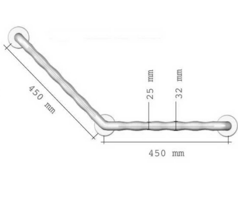 AKW 1600 Series 450x450 135° Angle Natural Grip Plastic Grab Rail White/Blue (01640WH/BU)