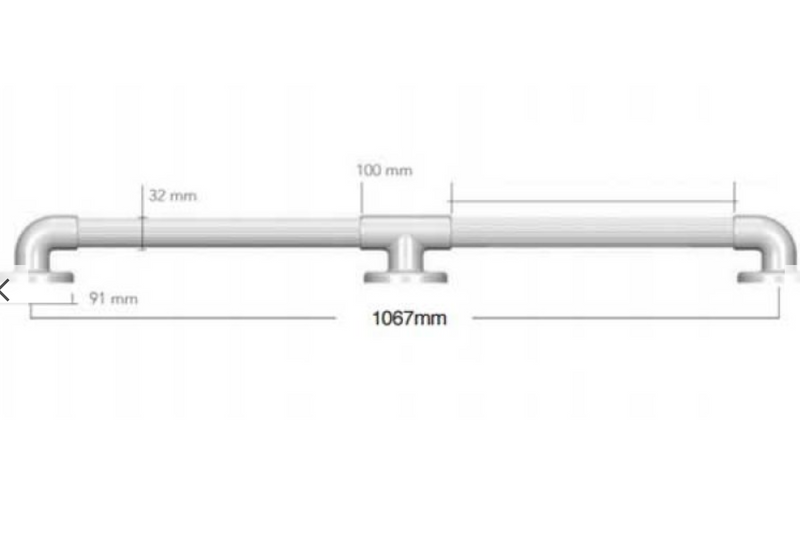 AKW 1900 Series Heavy Duty Plastic Fluted Grab Rail 1067mm (42") White/Blue (01950WH/BU)