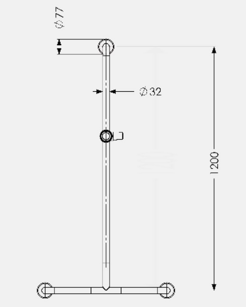 AKW 1200x300x300 T Shape Grab Rail - Epoxy Coated Stainless Steel - White (01245WH)