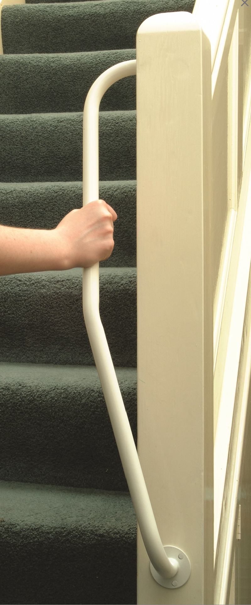 AKW 1700 Series White Powder Coated 32mm Diameter Steel Newel Rail Left or Right Handed (01745L)(01745R)
