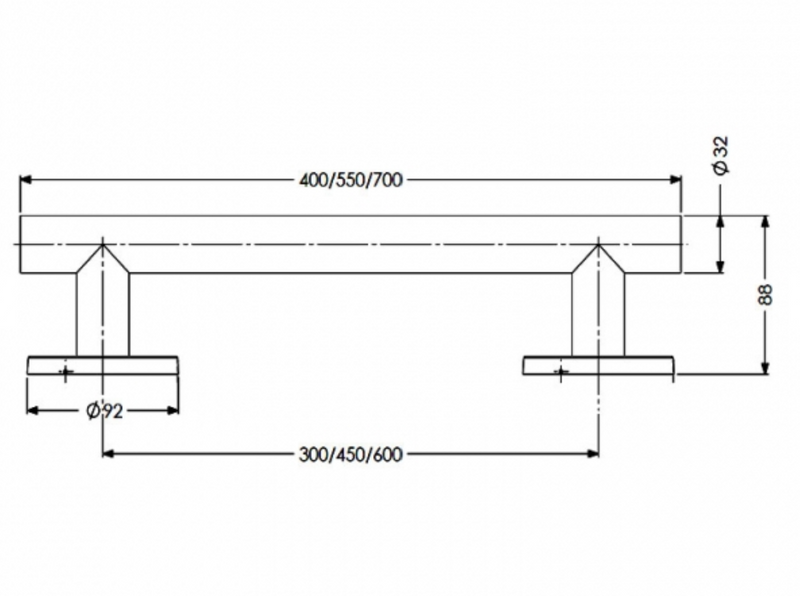 AKW 1200 Series Satin Grab Rail Stainless Steel and Black (All Sizes)