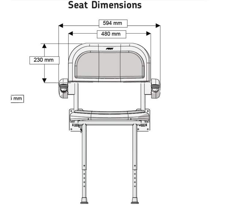 AKW 3000 Series White Seat with Back & Grey Padded Arms (03131)