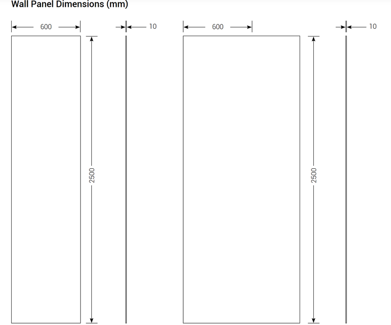 AKW Alveo PVC Wall Panel Kit 600x2500mm and 1000mm x 2500mm 2 Pack - Various Colours